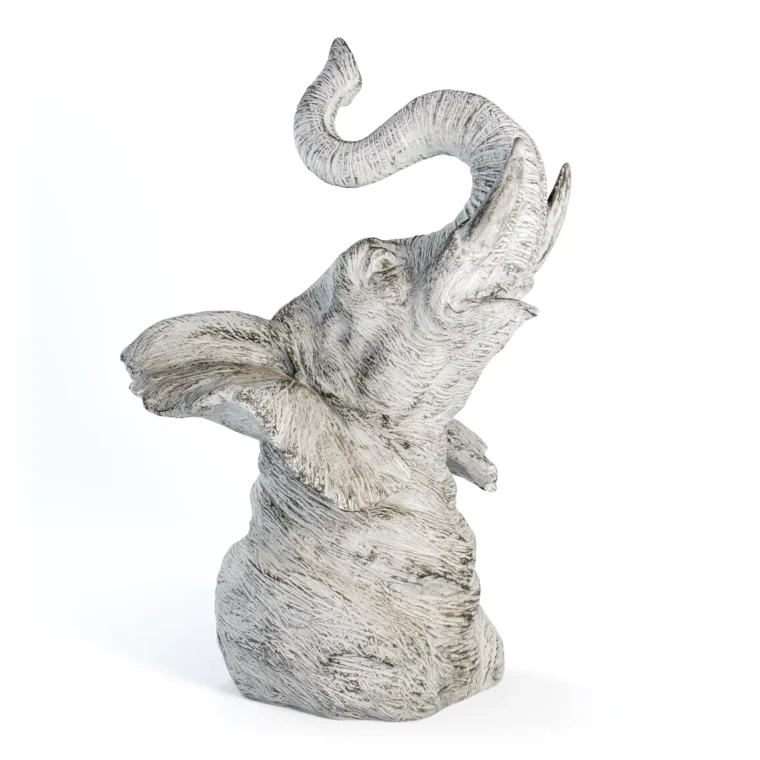 Elephant head 3D model render on white background