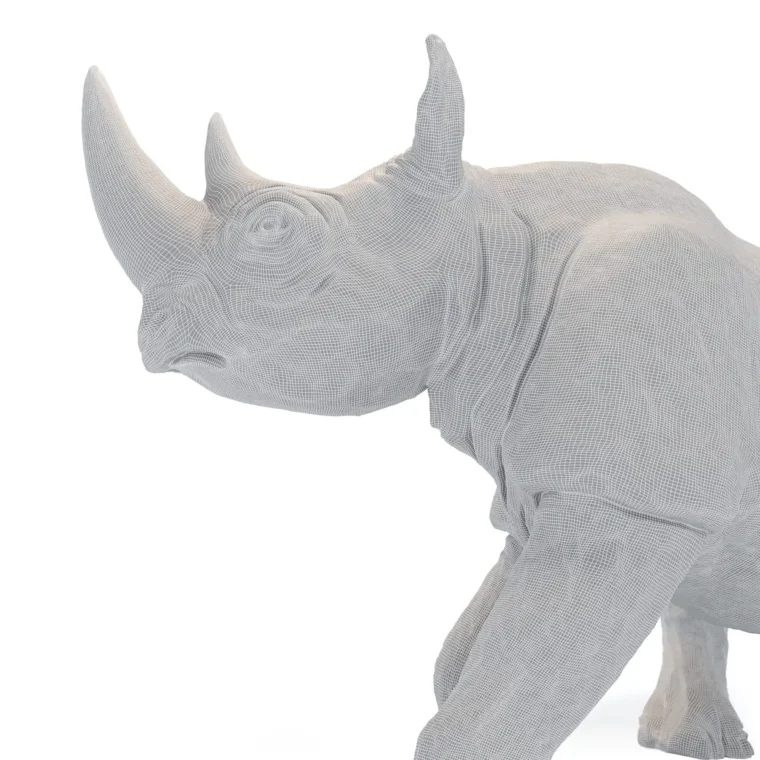 Wooden rhino 3D wireframe