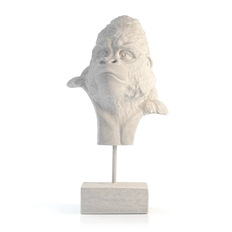 Gorilla bust 3D wireframe (mid-poly version)